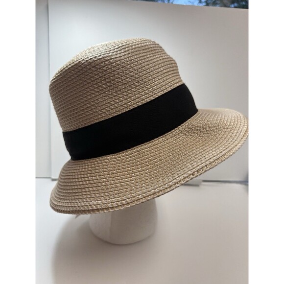 Eric Javits Squishee Classic Fedora Hat In Cream & Black Band New - Picture 3 of 11